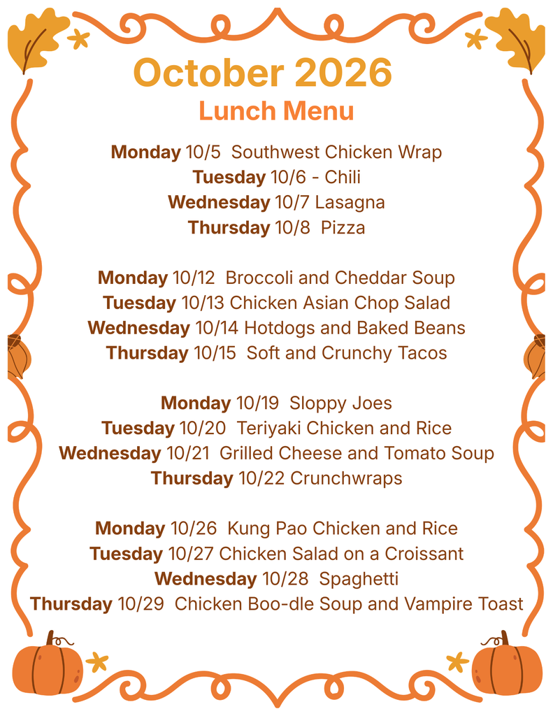 October Lunch Menu