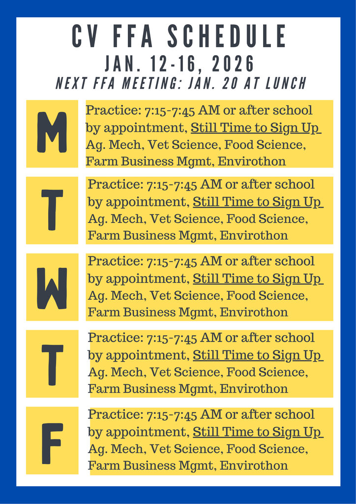 FFA Schedule Jan. 12