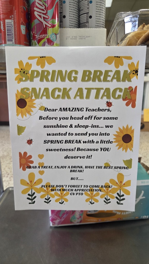 Snack Attack at the elementary provided by the PTO