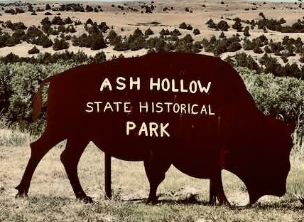 Buffalo sign with Ash Hollow Painted on it 
