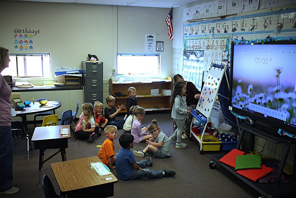  Picture of next year's Kindergarten Class practicing matching upper and lower case letters. 