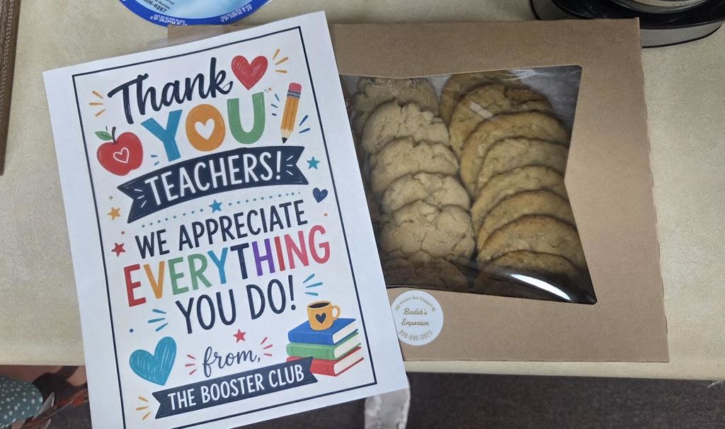thank you to booster club for cookies