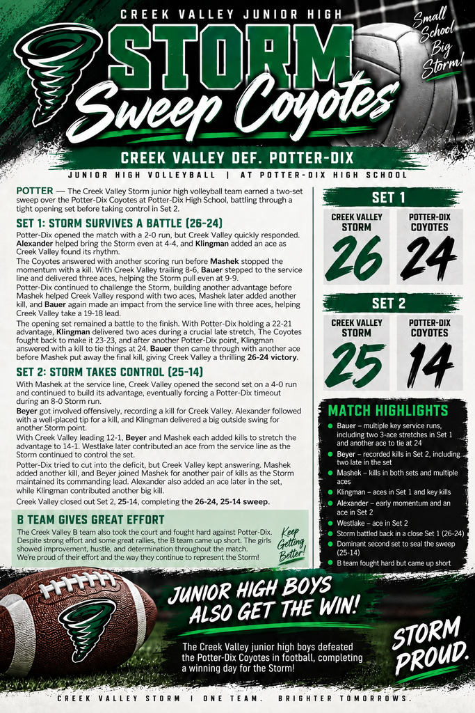 Flyer describing Jr. Volleyball Game