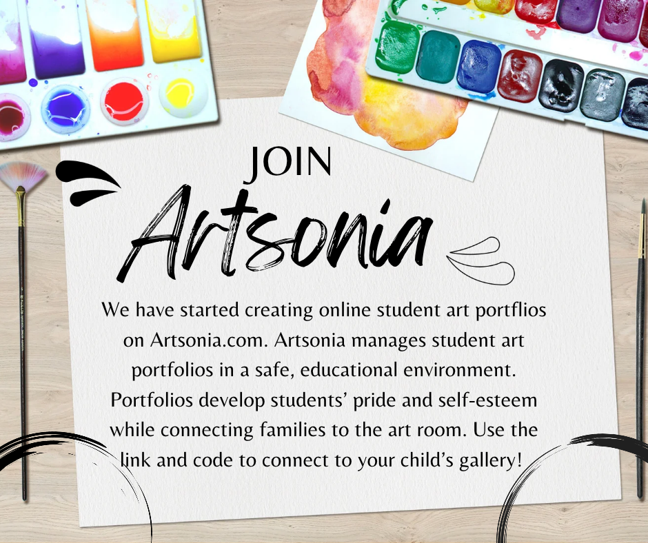 A poster describing what Artsonia is for students.