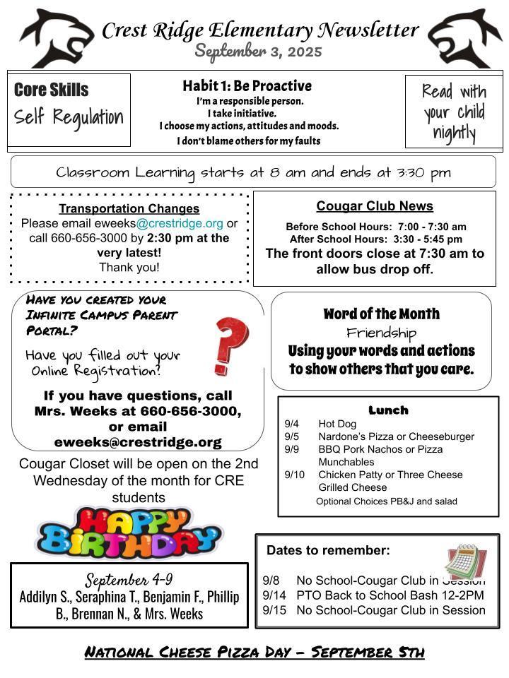 Wednesday newsletter