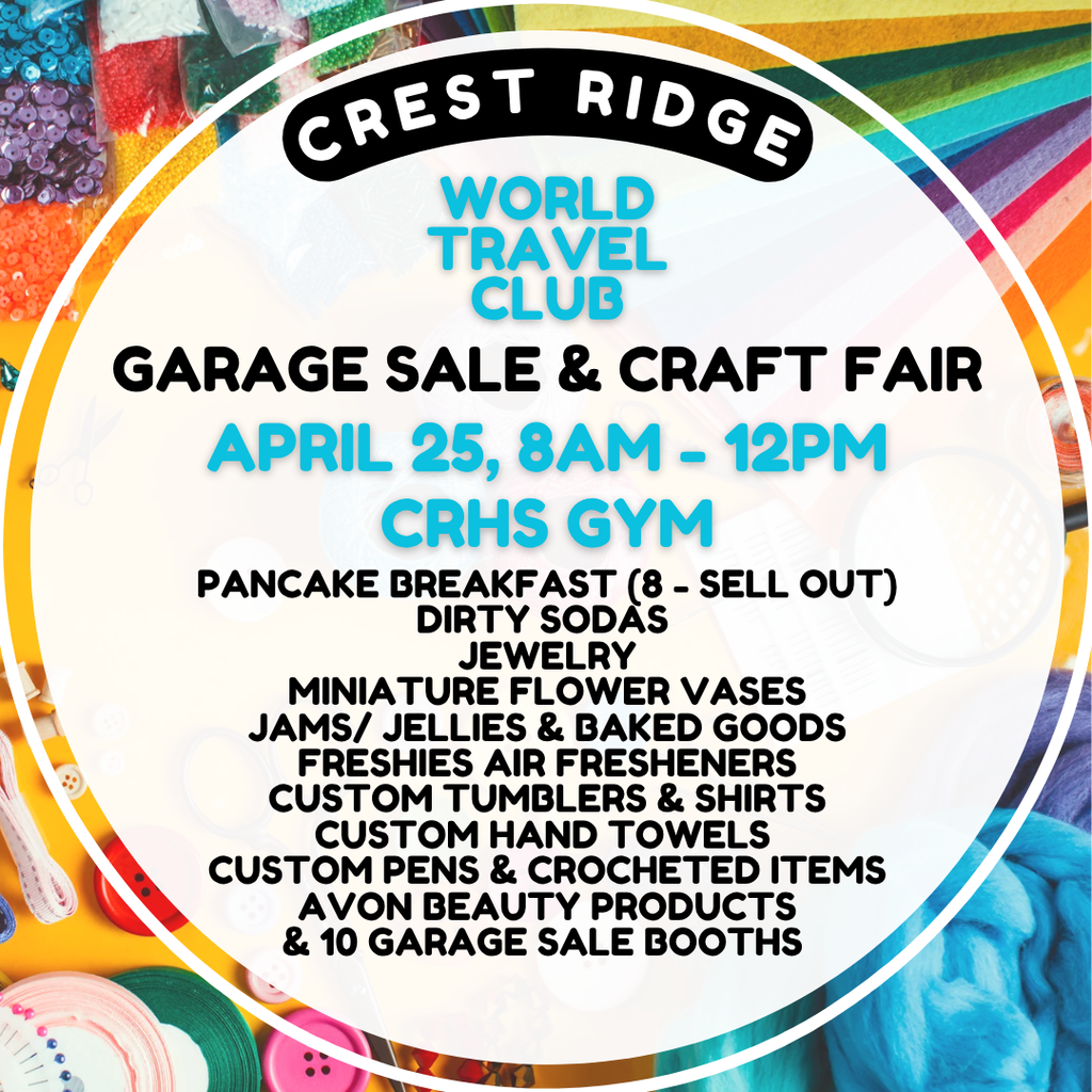 World Travel Club Garage Sale & Craft Fair April 25th 