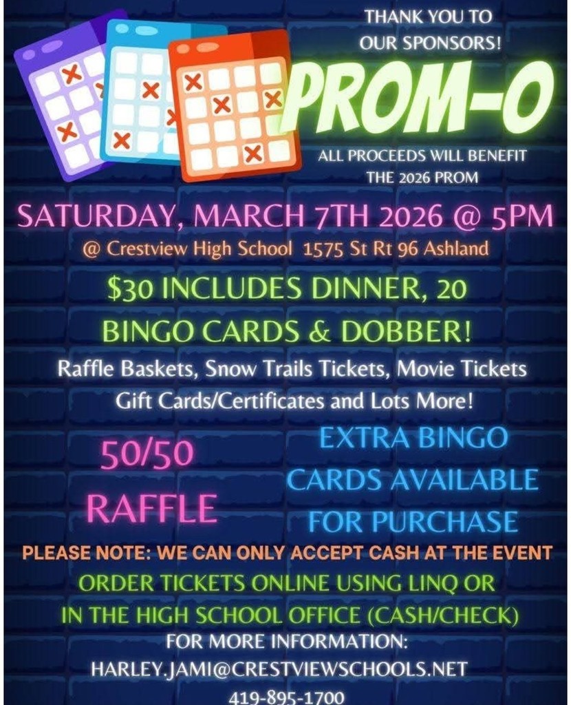 Prom Bingo fundraiser graphic