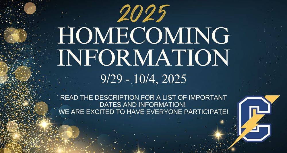 Homecoming week is September 29th-October 4th. Click on the link for more information. Mark your calendar to join us during this fun week!  https://tinyurl.com/3x2aypft 