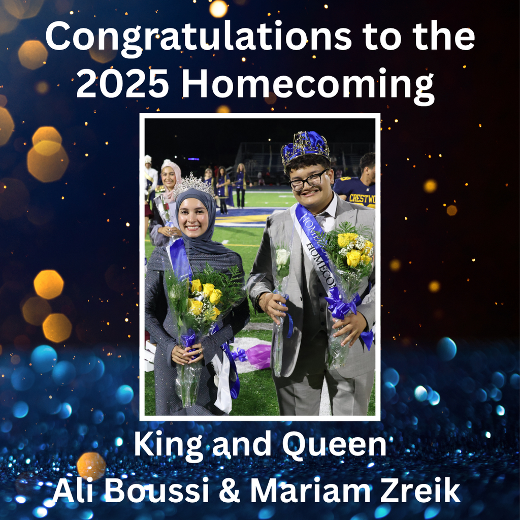 Congratulations to the 2025 Homecoming King and Queen, Ali Boussi and Mariam Zreik!