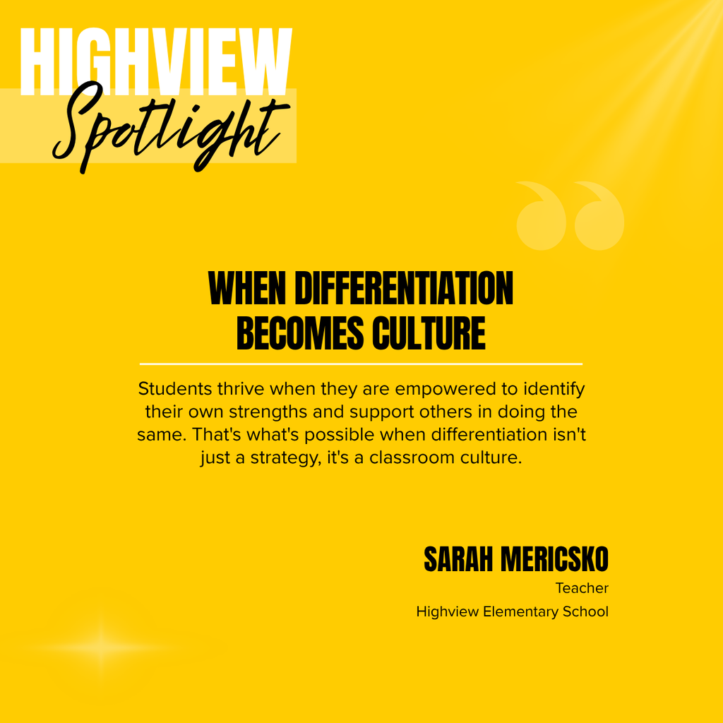 Bright yellow background with "Highview Spotlight" in the top left. The quote reads: "When differentiation becomes culture."