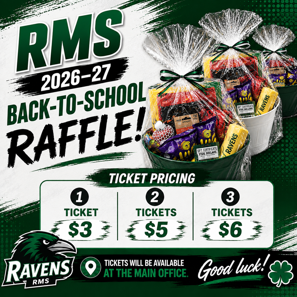Graphic with green background displaying an advertisement for the 2026-27 Back-to-School Raffle.
