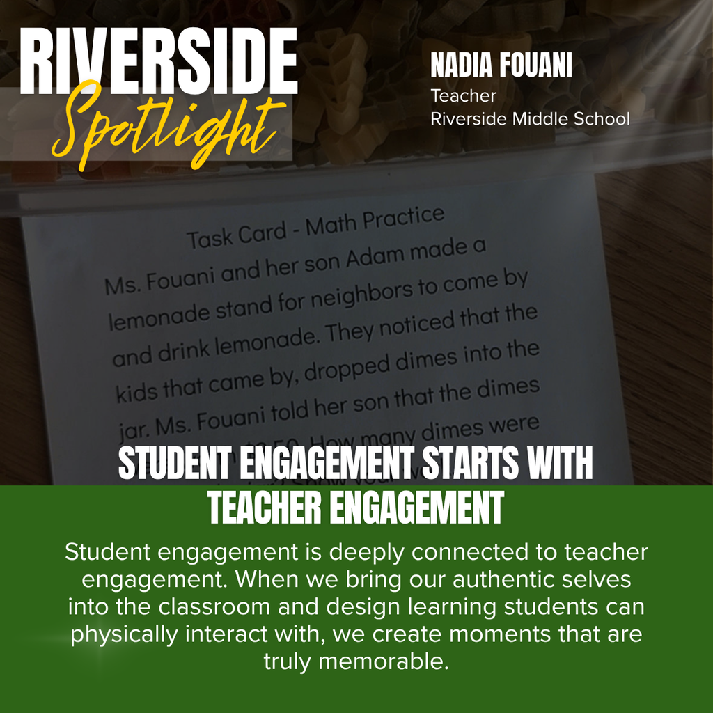 A document with the title "Riverside Spotlight" shows a narrative about a teacher's engagement with students.
