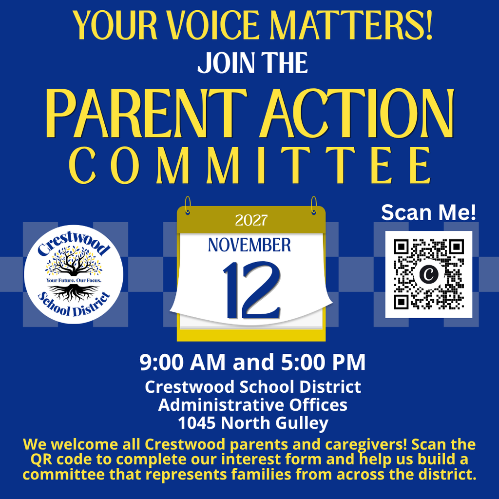 An advertisement for a meeting with the Parent Action Committee, date Nov 12, with a QR code.