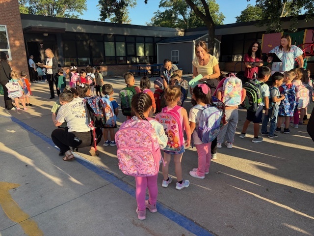 Preschoolers arriving for the AM session this week