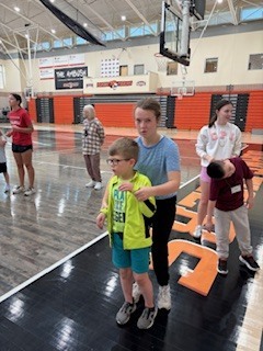 Two students working together. 