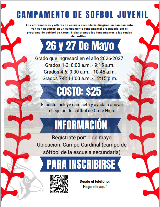 Youth Softball camp flyer spanish