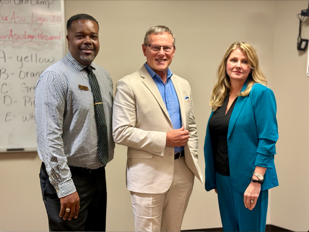 Superintendent Dr. Brandon Williams pictured with C. Stott Votaw Assistant Vice Chancellor of Georgia Film Academy and 