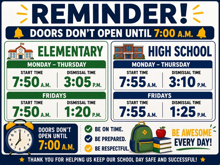 Reminder Doors Open At 7 a.m.