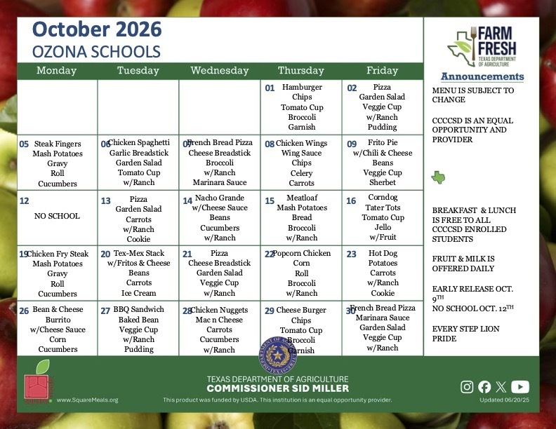 lunch menu