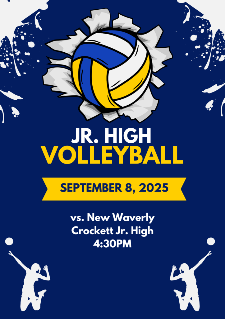 Crockett Jr. High Volleyball will be competing against New Waverly at Crockett Jr. High on September 8, 2025 at 4:30pm.