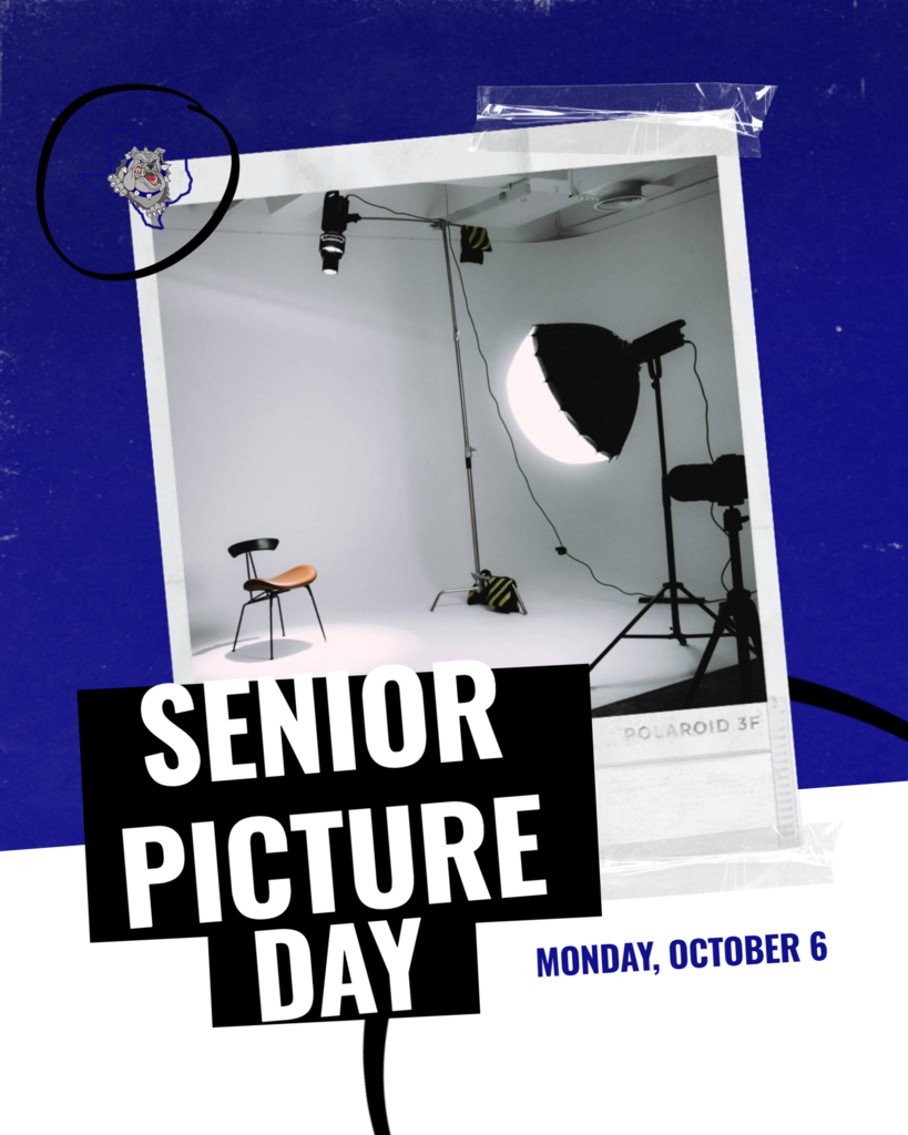 Senior Picture Makeup Day – Monday, October 6th Photographers will return on Monday, October 6th to finish taking senior portraits for students who were not photographed on September 11th.