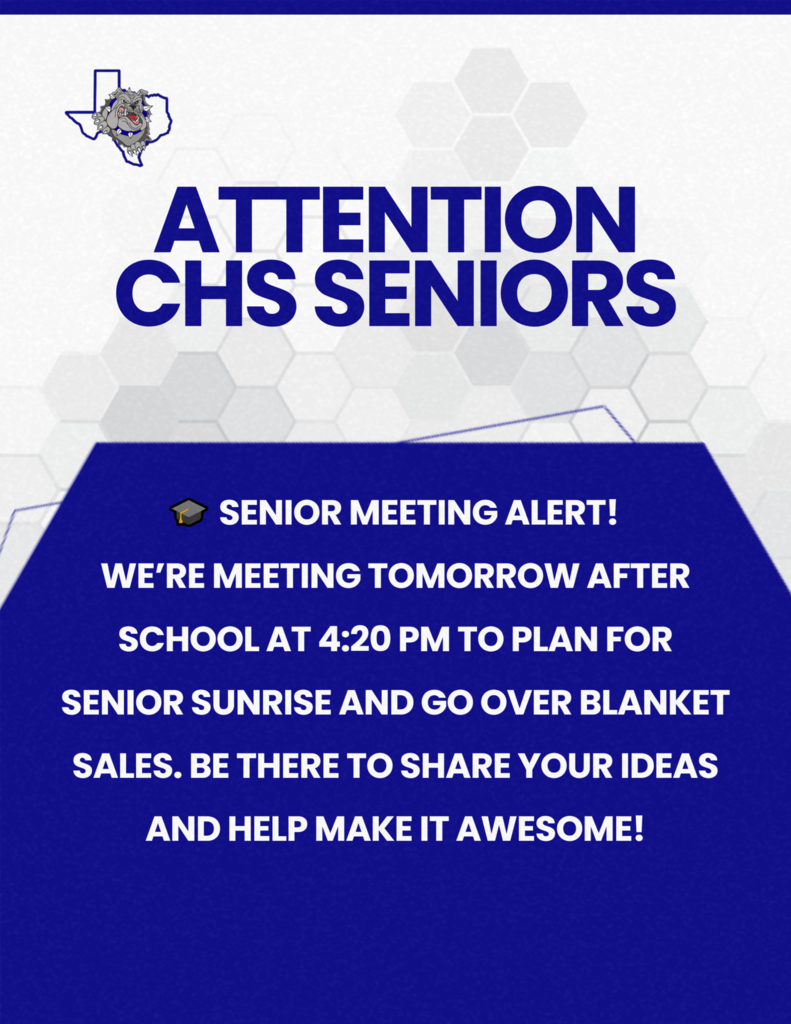 🎓 SENIOR MEETING ALERT! WE’RE MEETING TOMORROW AFTER SCHOOL AT 4:20 PM TO PLAN FOR SENIOR SUNRISE AND GO OVER BLANKET SALES. BE THERE TO SHARE YOUR IDEAS AND HELP MAKE IT AWESOME!