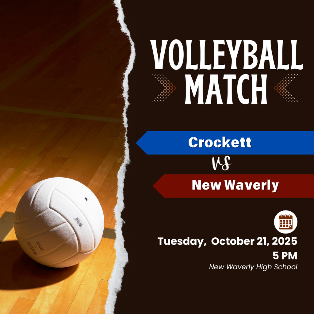🏐 Crockett Volleyball – Home Game vs. Coldspring-Oakhurst! Our JV and Varsity teams are ready to defend home court!  📅 Tuesday, October 14, 2025 🕓 5:00 PM 📍 Crockett High School  Come out and support the Lady Bulldogs as they take on Coldspring-Oakhurst!