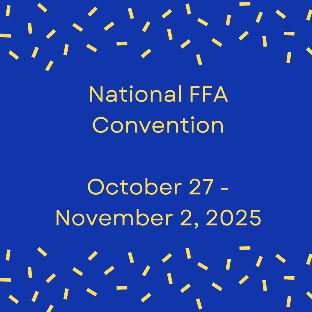 Crockett FFA is headed to the National FFA Convention in Indianapolis from October 27 – November 2, 2025! 🌾 This is an incredible opportunity for our members to connect, learn, and represent Crockett with pride. Stay tuned for updates as we prepare for an unforgettable week of leadership, growth, and blue corduroy!