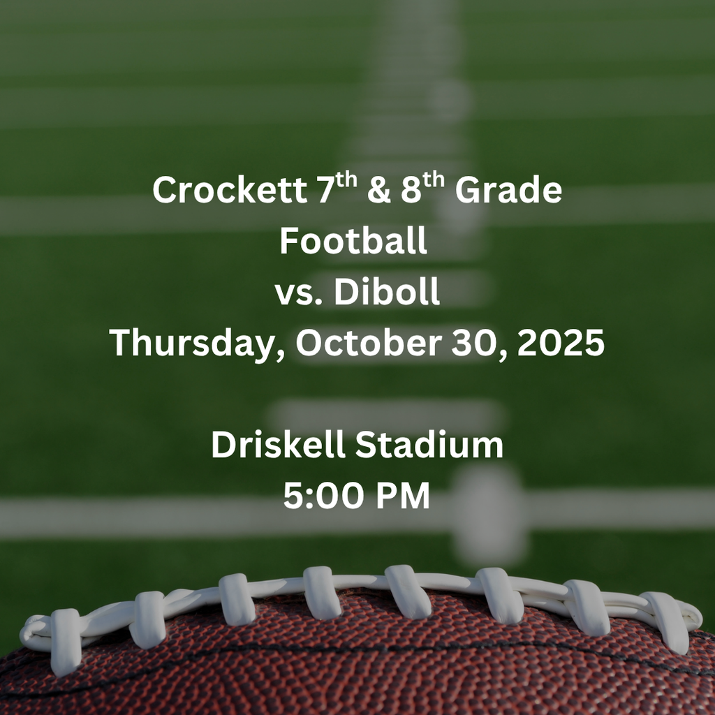 🏈🔥 Game time, Bulldogs! 🔥🏈 Crockett Jr. High Football takes on Diboll in a showdown at Driskell Stadium on October 30, 2025 at 5:00 PM! Let’s pack the stands, bring the noise, and cheer our team to victory! 💪🐾
