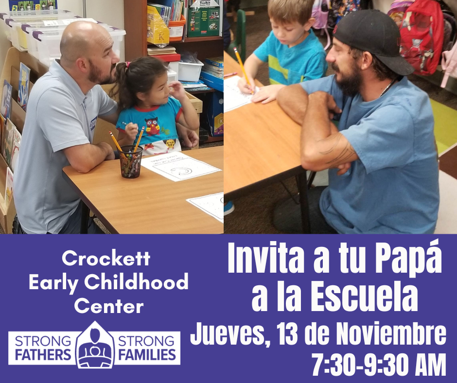 🎉 Exciting news from Crockett Early Childhood! 🎉 We're thrilled to invite all dads (or mom, grandparent or guardian) to our "Bring Your Dad to School Day" on October 23, 2025. ⏰ Time: 7:30 AM – 9:30 AM Come share a fun morning filled with smiles, memories, and quality time with your kids. Don’t miss out!