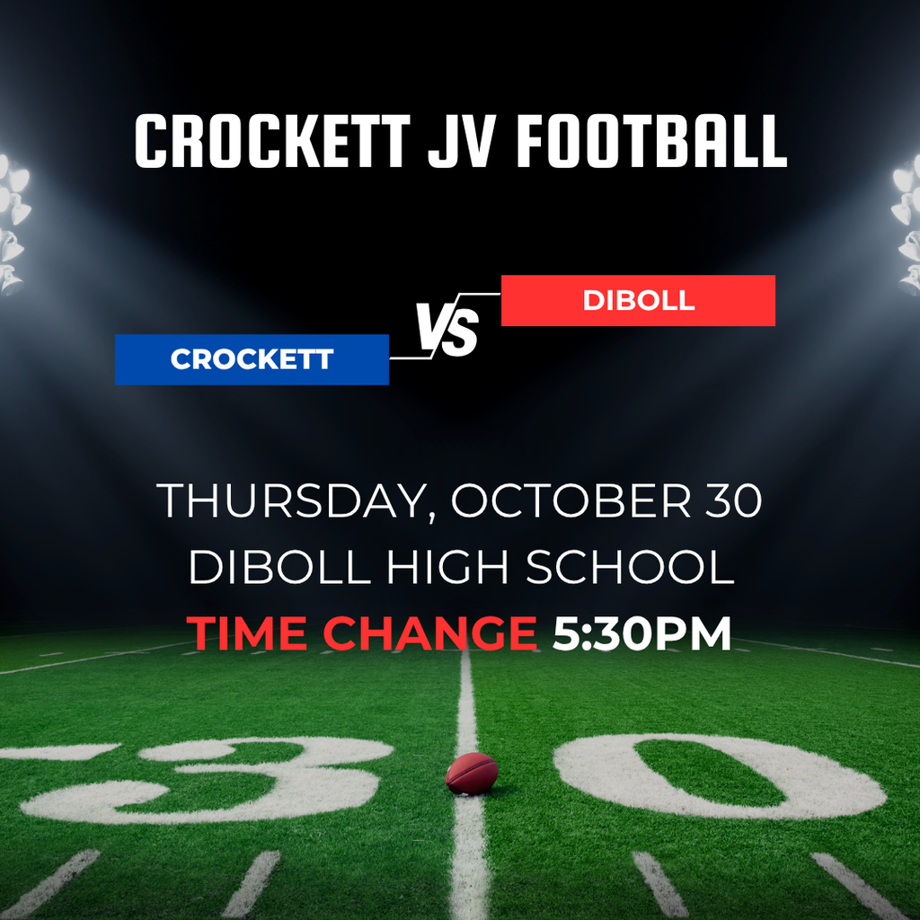 Crockett JV Football hits the road to face Diboll at Diboll High School on October 30 at 5:30 PM! Let’s rally behind our Bulldogs as they battle it out on enemy turf!