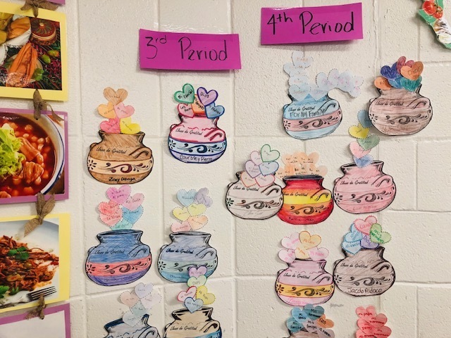 This week, Señora Hernández’s Spanish 2 students completed a beautiful project about having a grateful heart. ❤️  Through this activity, students learned the importance of expressing gratitude—not just in Spanish, but in everyday life. They reflected on the people, experiences, and blessings that make a difference in their world.  #SpanishClass #Spanish2 #Gratitude #GratefulHeart #SenoraHernandez #StudentWork #BeThankful #GratitudeAttitude  