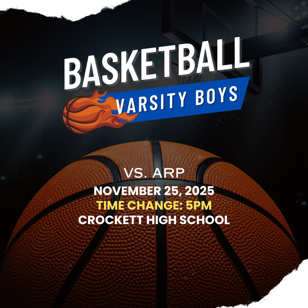 Our Varsity Boys Basketball take on Arp💥 📅 Date: November 25 🕐 Time: 5:00 PM 📍 Location: Crockett High School