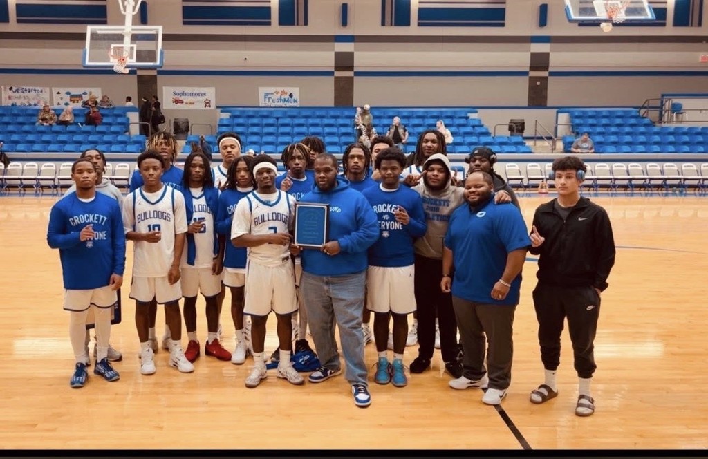 Huge congratulations go out to the Varsity Boys Basketball Team for securing the Slocum Tournament Championship this past weekend! The team went 4-0, securing wins against Centerville, Elkhart, Mildred, and Troup to secure the championship. Congratulations to the athletes on a job well done.     Also, a special shoutout to senior Jahkeim McKnight, who over the tournament weekend scored his 1,000th career point! He will be honored for this achievement at the next home game for the Crockett Bulldogs. Congratulations Jahkeim!