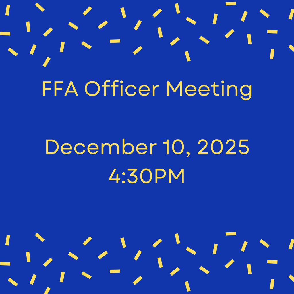 Crockett FFA has a Officer Meeting on December 10 at 4:30PM.