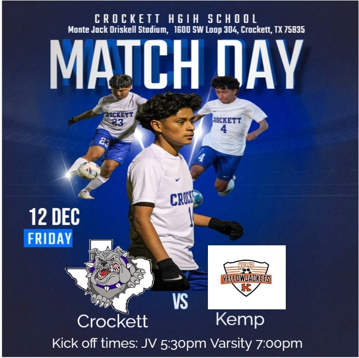⚽ Crockett Boys Soccer Meet against Kemp 📅 Friday, December 12 ⏰ 6:30 PM 📍 Crockett High School Come out and support the team as they gear up for the season! 💪🐾