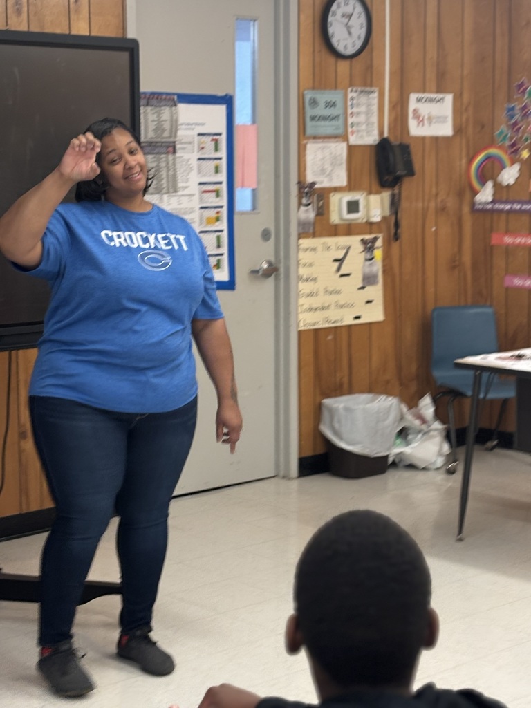 Crockett High School Assistant Principal Mrs. Bush taught our students the basics of sign language. She guided them through the alphabet and then helped each student spell their own name using sign language. Our students were excited, engaged, and proud as they successfully signed their names — such a powerful moment of learning and connection!