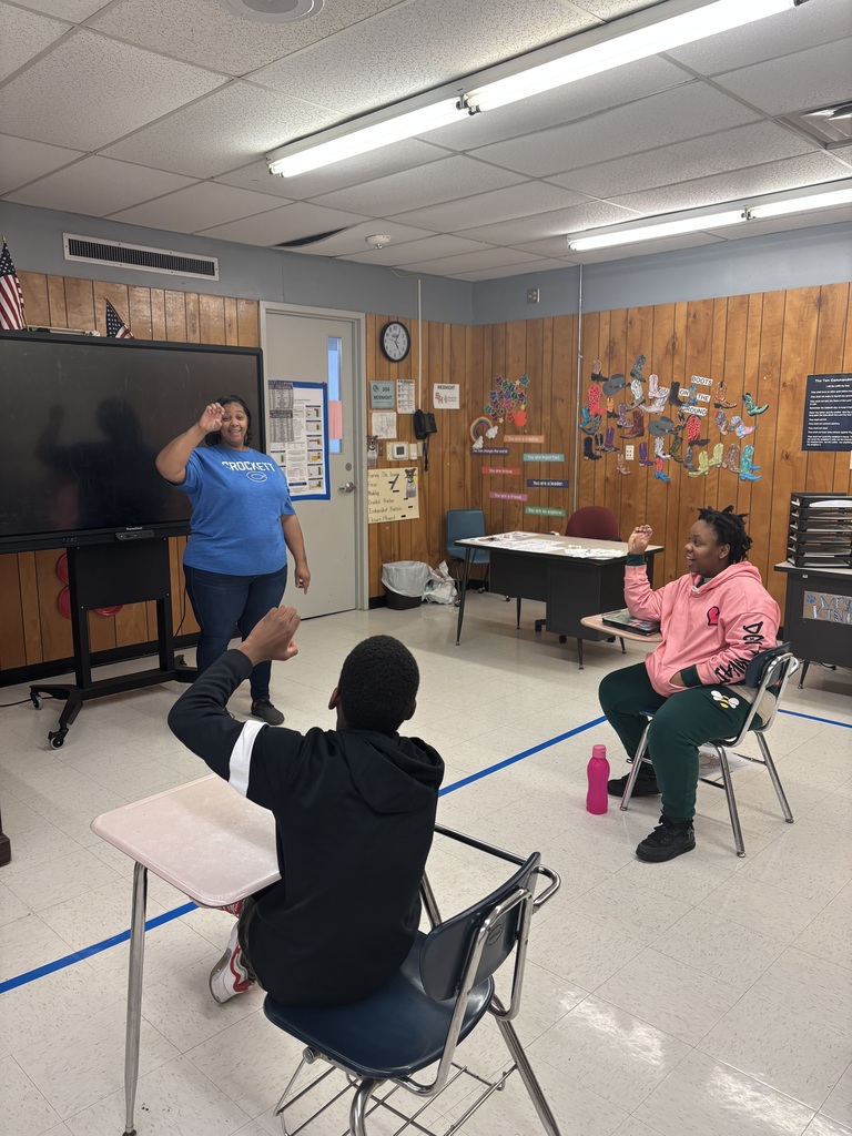 Crockett High School Assistant Principal Mrs. Bush taught our students the basics of sign language. She guided them through the alphabet and then helped each student spell their own name using sign language. Our students were excited, engaged, and proud as they successfully signed their names — such a powerful moment of learning and connection!