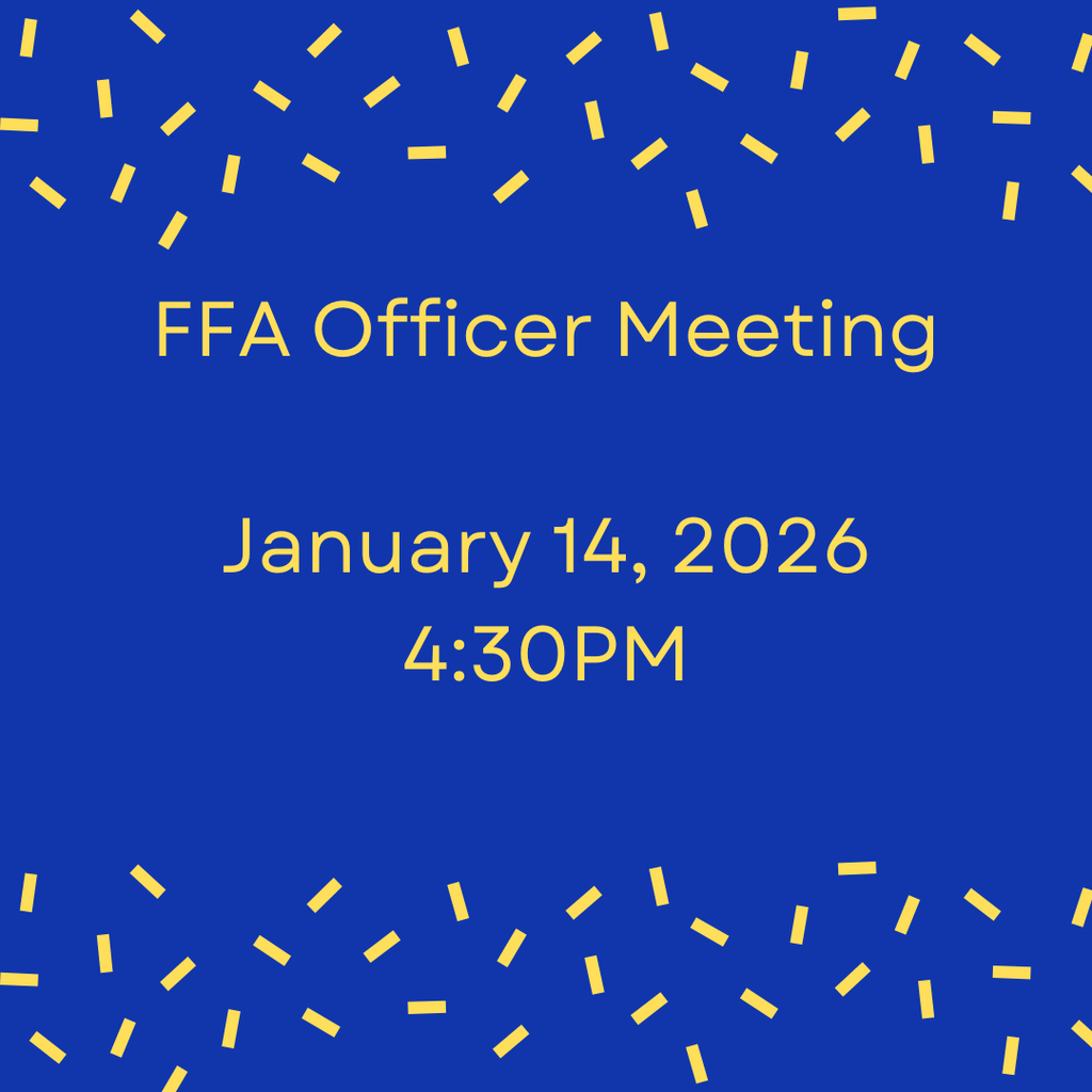 🌾 FFA Officer Meeting Reminder  Crockett FFA will hold an Officer Meeting on January 14 at 4:30 PM.  Officers, please make plans to attend!
