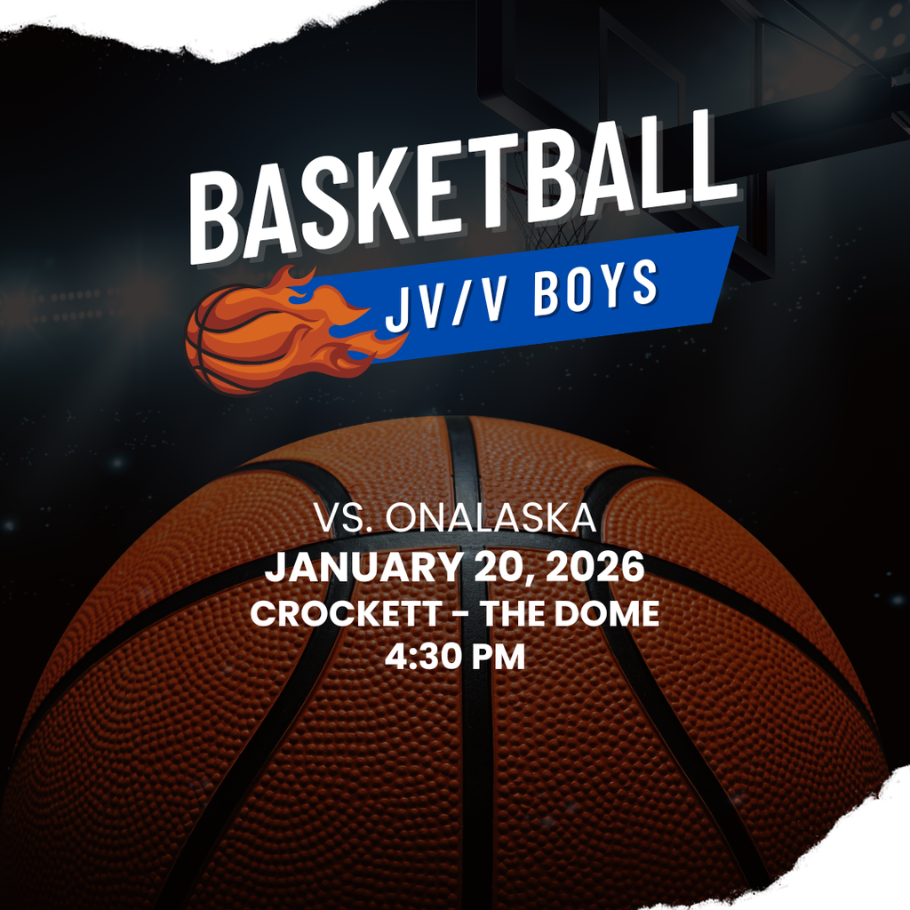 🏀 Crockett Boys Basketball Game Day! Come out and support our Bulldogs as they take on Onalaska on Tuesday, January 20 at 4:30 PM at The Dome.
