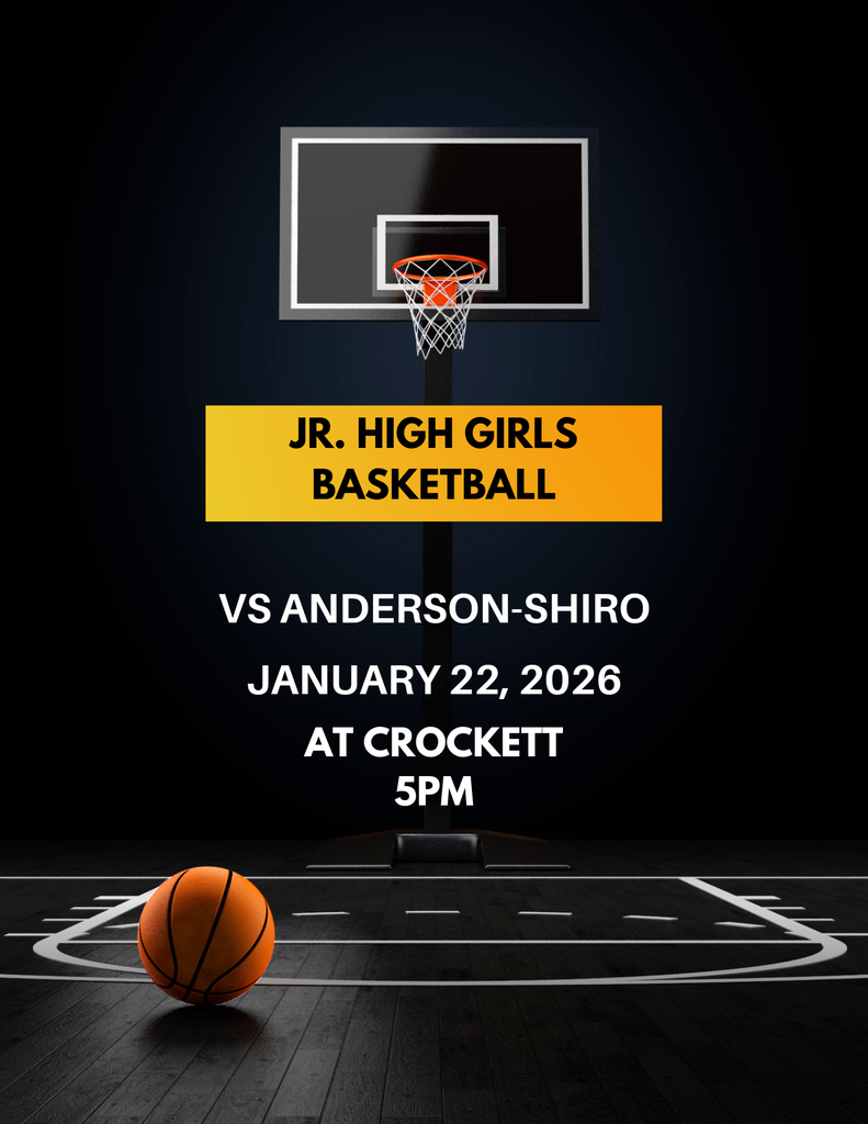 🏀 Crockett Jr. High Girls Basketball Come out and support our Lady Bulldogs as they take on Anderson‑Shiro at Crockett Jr. High on January 22 at 5 PM. Let’s pack the gym and cheer them on.