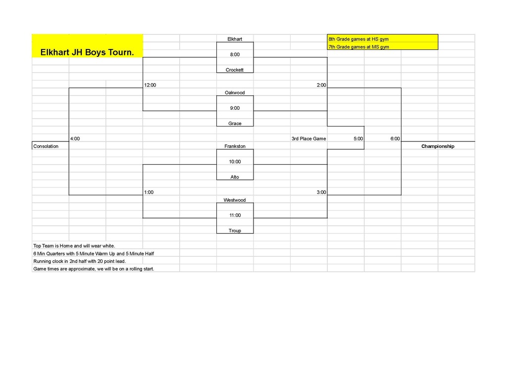 🏀 Crockett Jr. High Boys Basketball Our Bulldogs will be competing in the Elkhart Tournament on January 24. Game times will vary throughout the day — please refer to the tournament bracket for the full schedule.