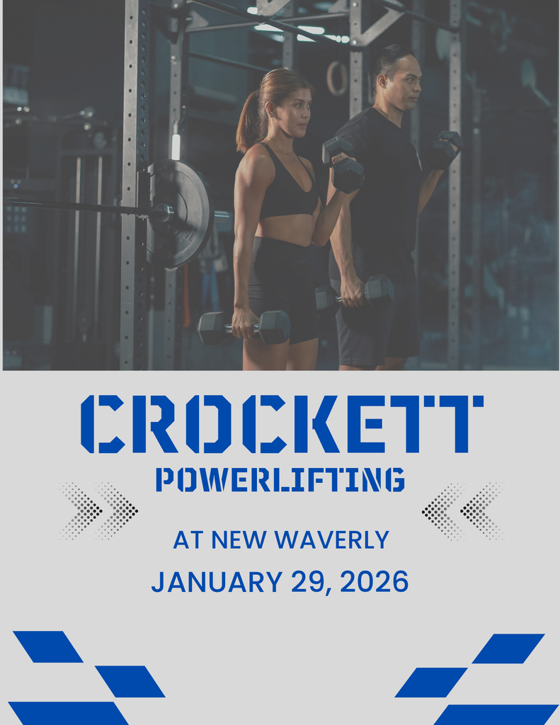 🏋️ Crockett Powerlifting Meet Day!   Crockett Powerlifting will be competing in New Waverly on January 29. Come cheer on our lifters as they put in the work and represent Bulldog pride! 💙🐾