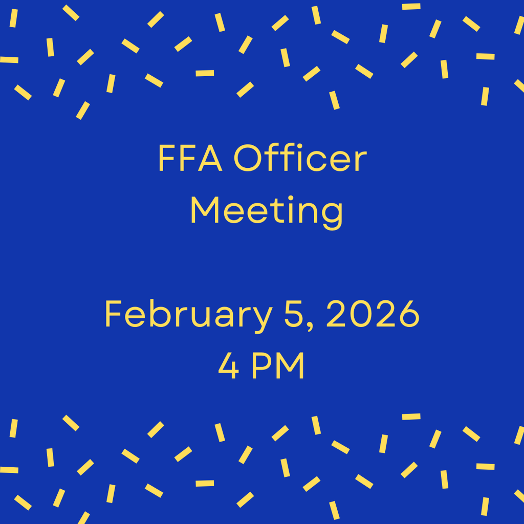 Crockett FFA will hold an Officer Meeting on February 5, 2026, at 4:30 PM.