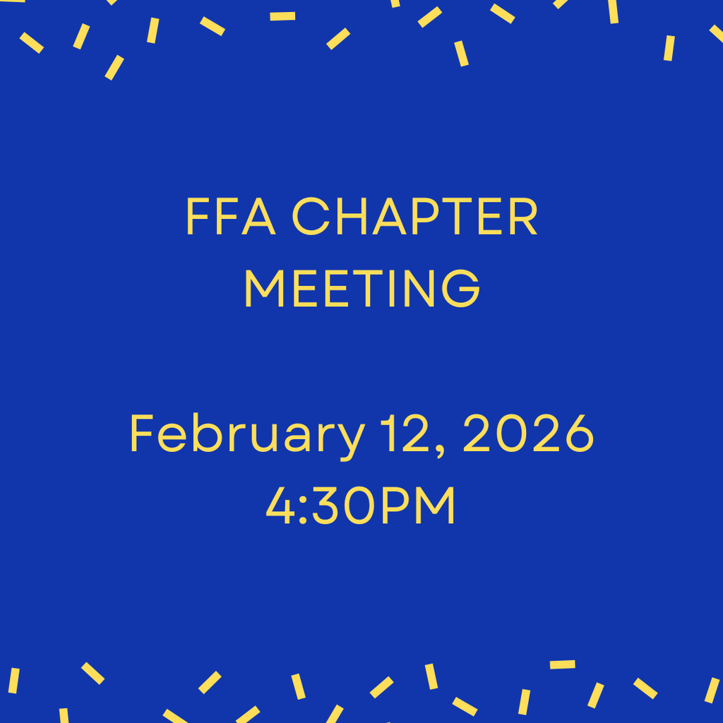Crockett FFA will hold a Chapter Meeting on February 12, 2026, at 4:30 p.m.