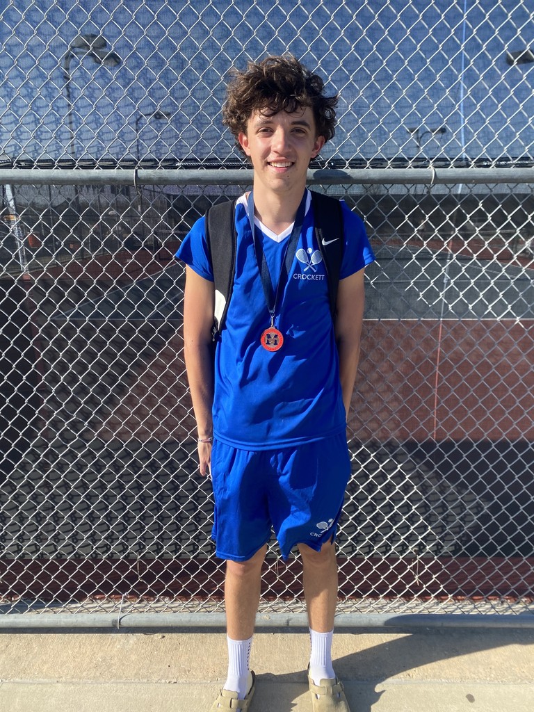 Congratulations to Crockett High School tennis player, Paco, for earning 3rd place in singles at today’s meet in Madisonville! Way to represent, Paco — we’re proud of you!