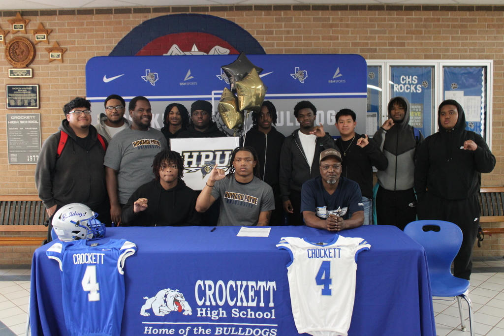 Congratulations to Dekorian Butler!   He officially signed with Howard Payne University today. Crockett ISD is incredibly proud of you and excited to see where your next adventure takes you. Keep shining, Dekorian—your community is cheering you on every step of the way.