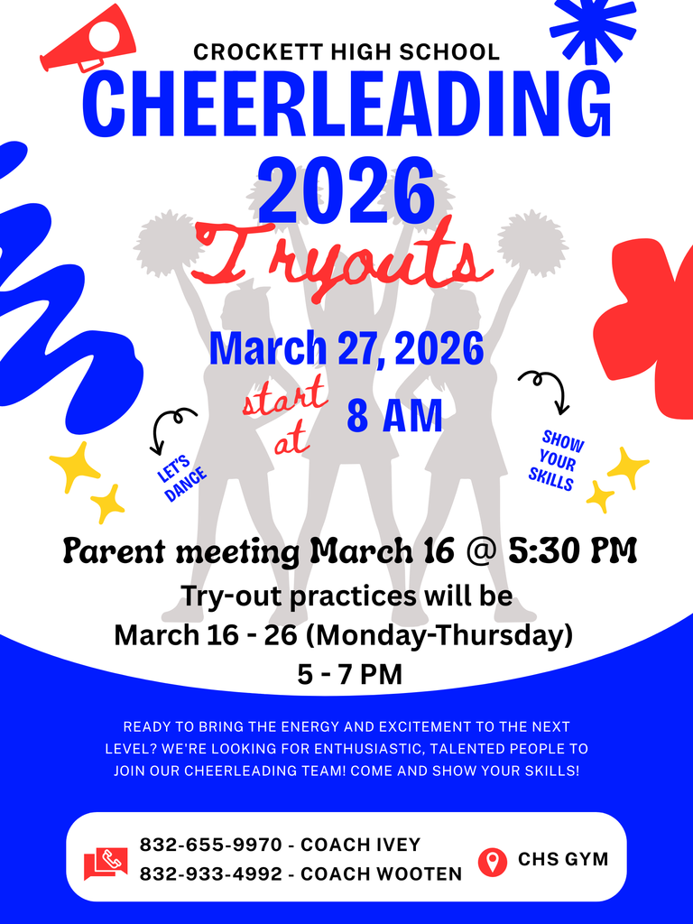 🎉 CHS Cheer Tryouts Are Almost Here! Get excited, Bulldogs! CHS Cheerleading Tryouts are happening March 27, 2026 at 8 AM! Kick things off at our Parent Meeting on March 16 at 5:30 PM, then join us for tryout practices March 16–26, Monday through Thursday, 5–7 PM. Let’s build an amazing squad together!