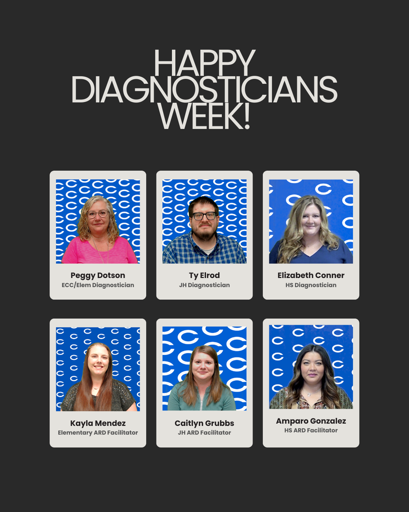 Crockett ISD would like to thank our Diagnostician Team for the hard work and dedication you pour into our students and our district every day. We appreciate you more than words can say. Happy Diagnostician Week!
