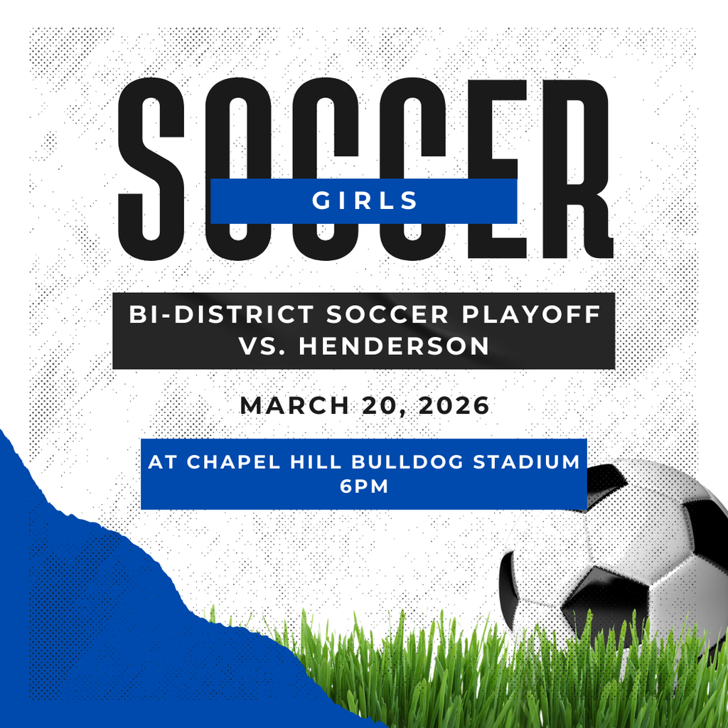 Crockett Girls Bi-District Playoff Game  Crockett vs. Henderson Location: Chapel Hill Bulldog Stadium, 13172 Hwy 64E, Tyler Tx 75707 Date: March 20th Time: 6:00 PM Crockett will be the visiting team.  Important: No cash will be accepted at the gate. Tickets must be purchased online: https://www.vancoevents.com/us/events/landing/64312
